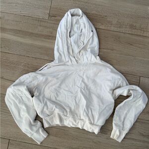 Women's White cropped Hooded Top